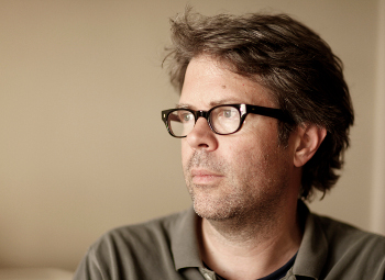 Writer Jonathan Franzen in his New York's apartment