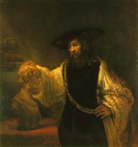 Aristotelés Homéros mellszobrával - Rembrandt