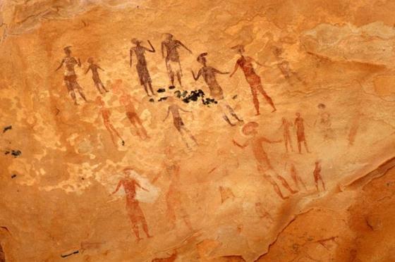 Famous prehistoric rock paintings of Tassili N Ajjer, Algeria 