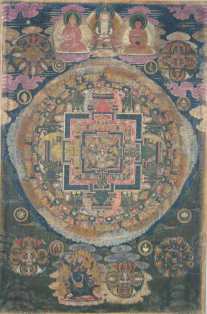 Szarvavid Vairócsana buddha mandalája. Kelet-Tibet, 18–19. sz. Hopp Ferenc Kelet-Ázsiai Művészeti Múzeum, Lt.sz.: 69.198 mandala