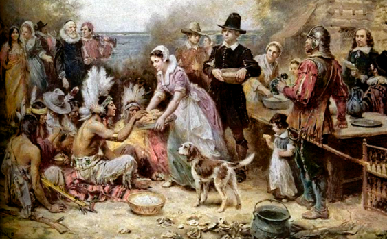 The first Thanksgiving in a painting by Jean Louis Gerome Ferris