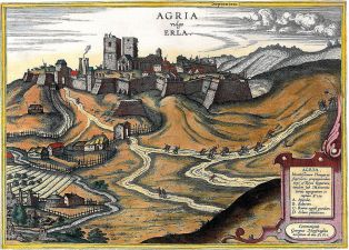 Eger Castle at the end of the 16th century (painting by Georgius Houfnaglius)