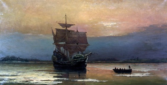 Mayflower in Plimouth Halsallrbor by William Hal