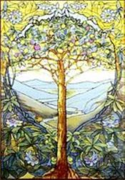 Tiffany: The tree of life, stained glass window