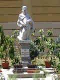 Baroque statue of St. Ladislaus on the side of the cathedral