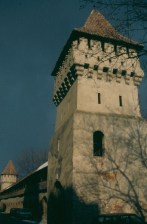 Medieval city wall with towers in Sibiu
