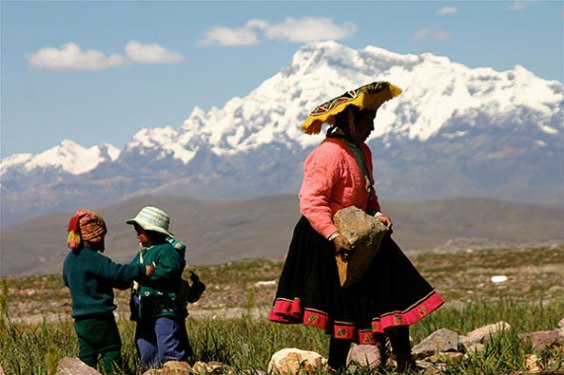 Above the Urubamba Valley, the steepest slopes of the Cordillera de Vilcanota are also cultivated.