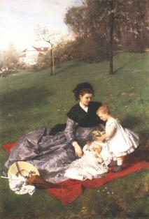 Picture: Pál Szinyei Merse: Mother and Children (1868-69, Oil on canvas, 137 x 94 cm, Private Property, New York