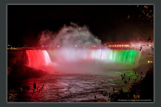 The lighting of the Horseshoe is in the colors of the Hungarian flag in memory of the 1956 freedom fight.