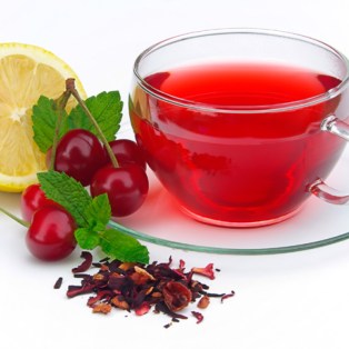 Green tea with almond cherries