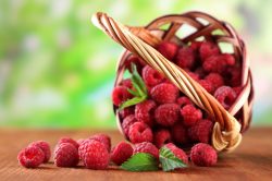 Raspberries in basket
