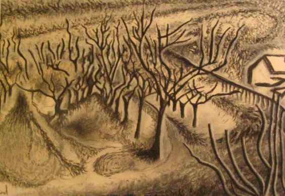 The Agony of the Whining Branches with the Frost on Halcyon Days - Pecs November 1998 Pastel. Paper 34 x 49 cm