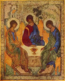 Hospitality of Abraham (Book of Creation 18), icon of Andrei Rublev.