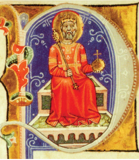 Picture of the Hungarian King István I in the  Chronicon pictum