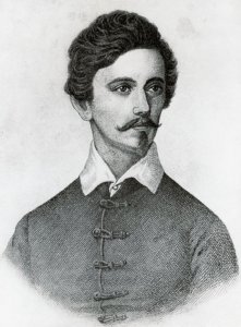 HUNGARY - DECEMBER 16: Portrait of Sandor Petofi (Kiskoros, 1823-Sighisoara, 1849), Hungarian poet and patriot, engraving. Hungary, 19th century. (Photo by DeAgostini/Getty Images)