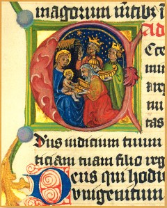 Három királyok imádása – iniciálé Pálóczy György misekönyvéből