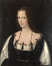 Bartolomeo Veneto, active 1502 - 1546 Portrait of a Young Lady about 1500-10 Oil on wood, 55.5 x 44.2 cm Salting Bequest, 1910 NG2507 http://www.nationalgallery.org.uk/paintings/NG2507